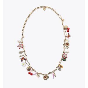 Zara Gold Multicharm Belt/Necklace Flowers Fruits Seashells Hearts NWOT Pretty